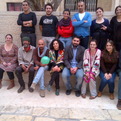 Palestine workshop in Beit Jala November 2013. Mike Bartlett and Penny Skinner