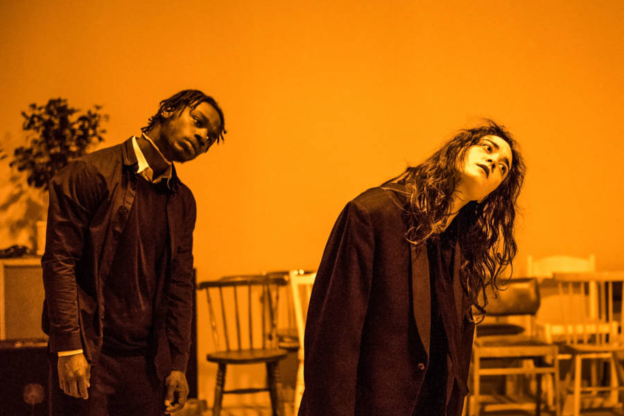Gerrome Miller and Beatrice Scirocchi in Nuclear War by Simon Stephens (Photo: Chloe Lamford)