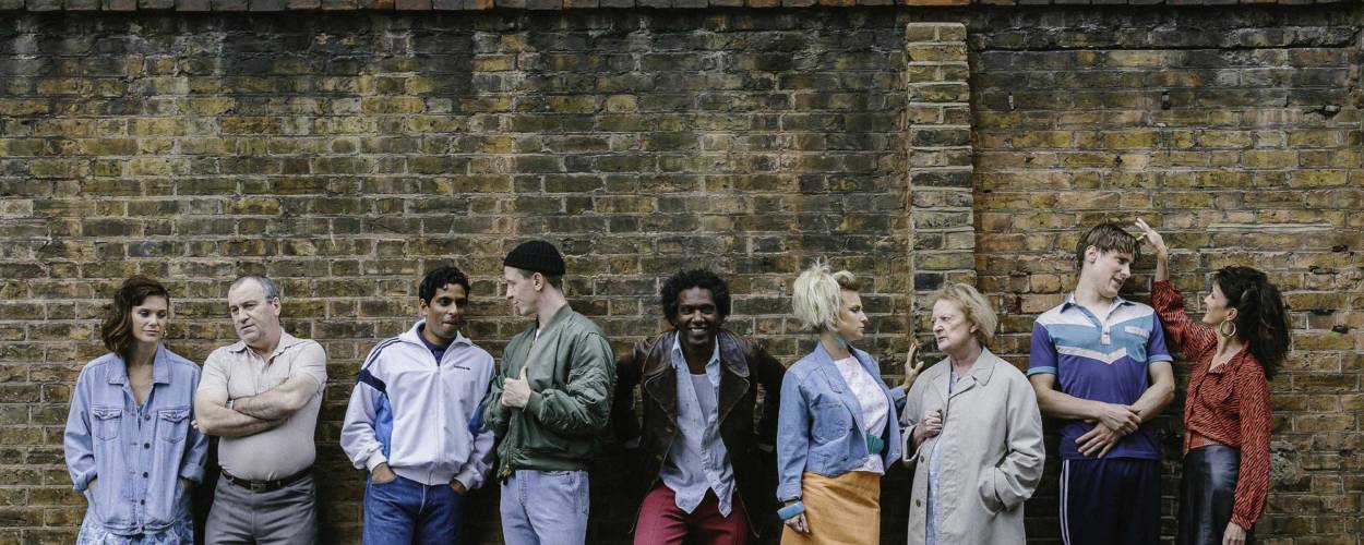 Liz White, Mark Hadfield, Shane Zaza, Mike Noble, Lemn Sissay, Faye Marsay, June Watson, Dan Parr and Michelle Fairley for Road by Jim Cartwright (Photo: Sarah Weal)